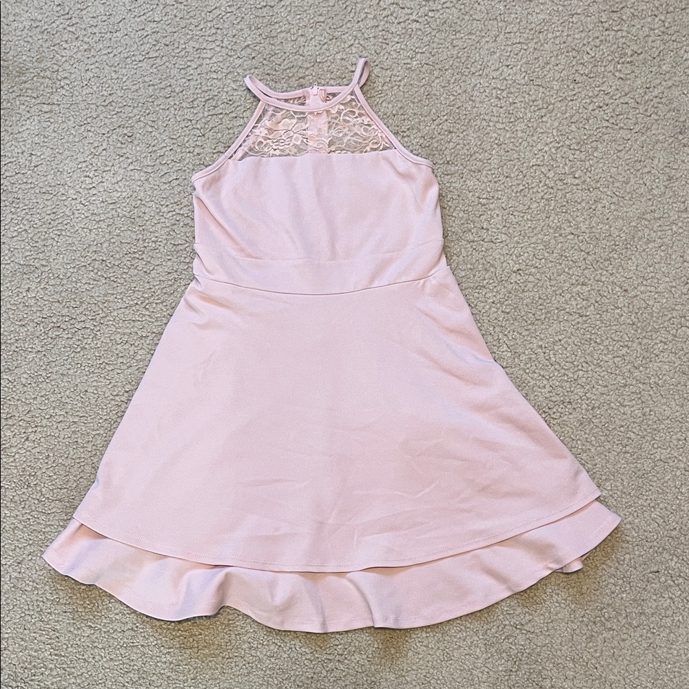 Charming Pink Lace Casual Dress for Kids
